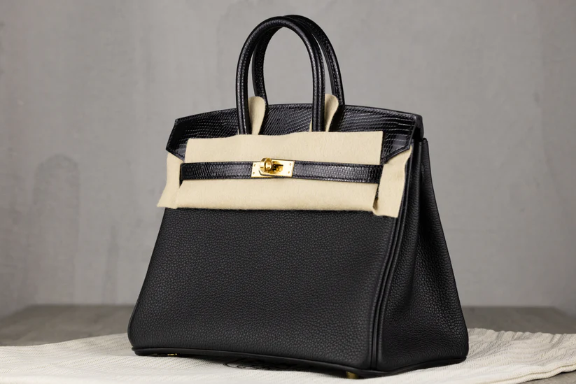 HermesB25Birkin25RetourneTouchBaginBlackEpsom_ShinyBlackLizardLeatherwithGoldHardware-3