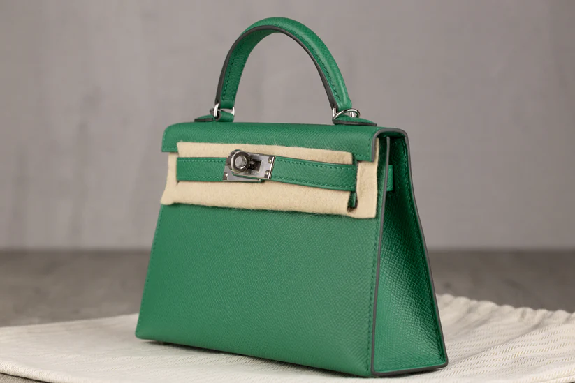 HermesK20MiniKellyII20SellierBaginVertVertigoEpsomLeatherwithPalladiumHardware-3