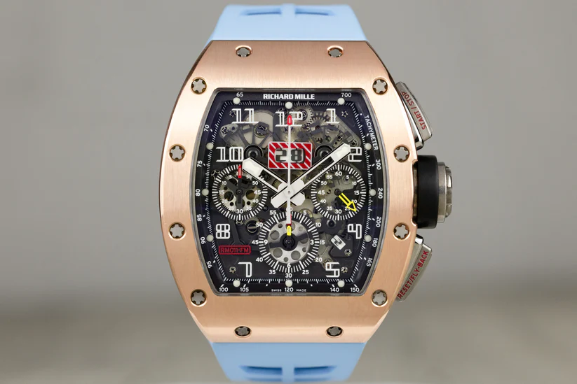 RichardMilleRM011-FMRoseGold_Titanium49.94mmx16.23mmWatchAutomaticFlybackChronographFelipeMassaSkeletonizedDial-1