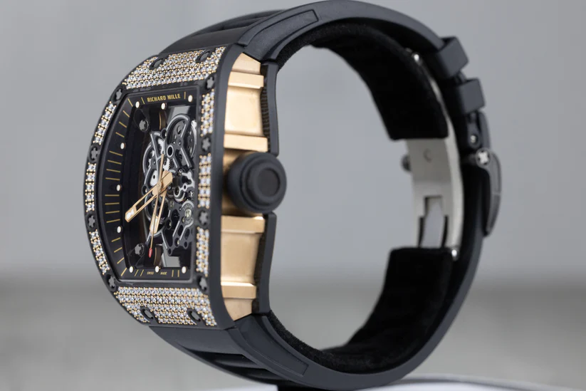 RichardMilleRM055BubbaWatsonBlackDiamond42.7mmx49.9mmCarbonTPTFactoryDiamondSkeletonizedDial2020-3