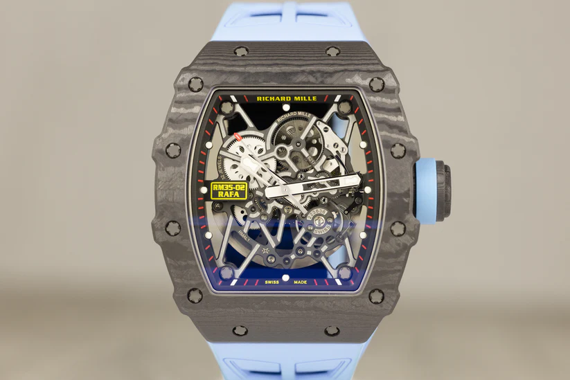 RichardMilleRM35-02RafaNadal44.5mmx49.94mmCarbonTPTBabyBlueStrapSkeletonizedDial2020-1