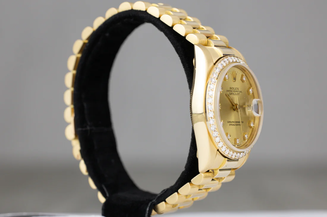 Rolex178278Datejust31YellowGoldPresidentialBraceletChampagneDiamondDialWatchOnly-4